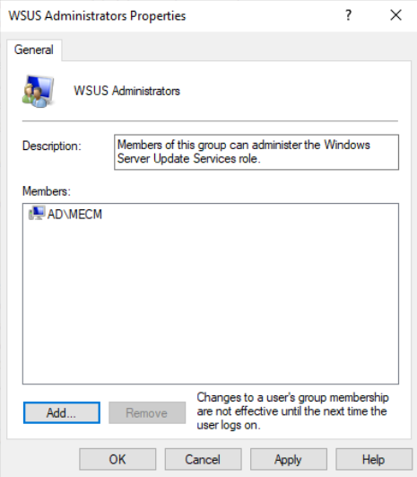 Adding a WSUS Administrator